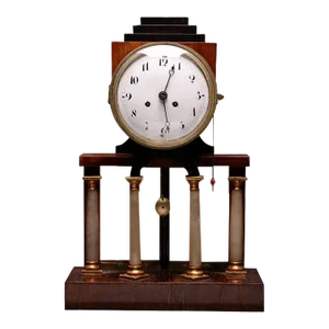 Austrian Biedermeier Clock, Alabaster Columns, Chimes