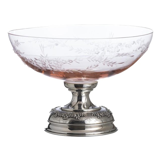 Silver Fruit Bowl with Topaz Silver and Crystal For Sale