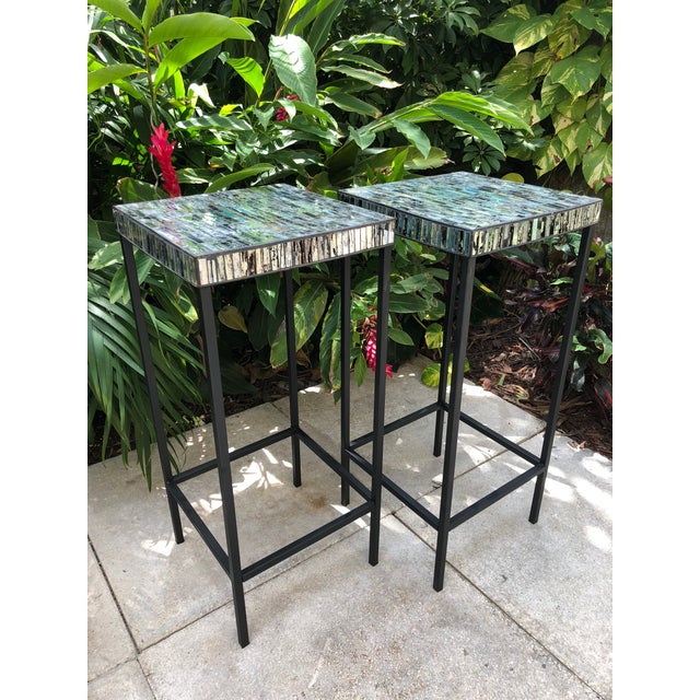 Contemporary Glass Mosaic End Tables a Pair Chairish