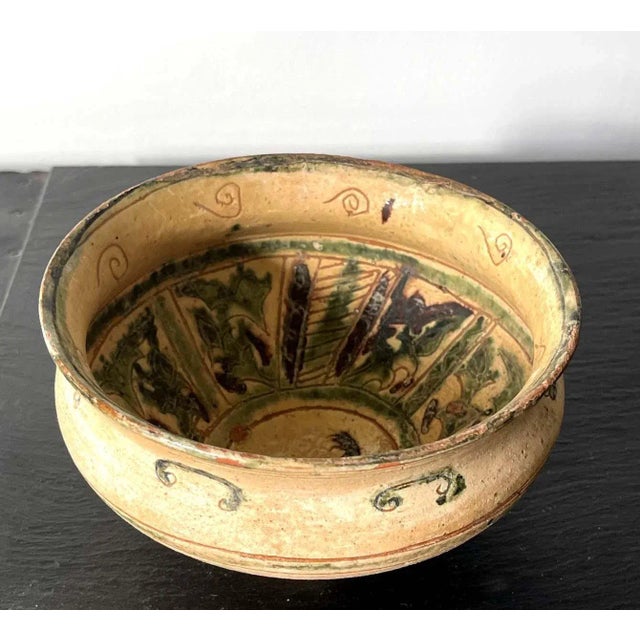 Antique Islamic Ceramic Glazed Splashed and Sgraffito Decoration Bowl For Sale - Image 11 of 13