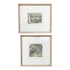 Pair of 19th Cen Hand-Colored Engravings Tower of London Armoury and Jewel Room