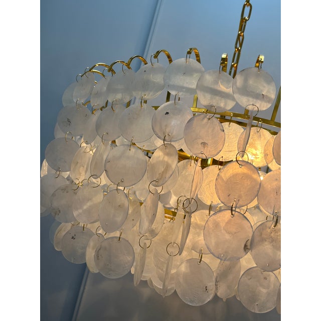 Capiz Chandelier with Gold Frame, 2019 For Sale - Image 9 of 10