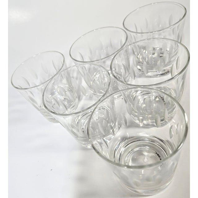 Hollywood Regency Cut Leaf Crystal Double Old Fashioned Glasses- Set of Six For Sale - Image 3 of 9
