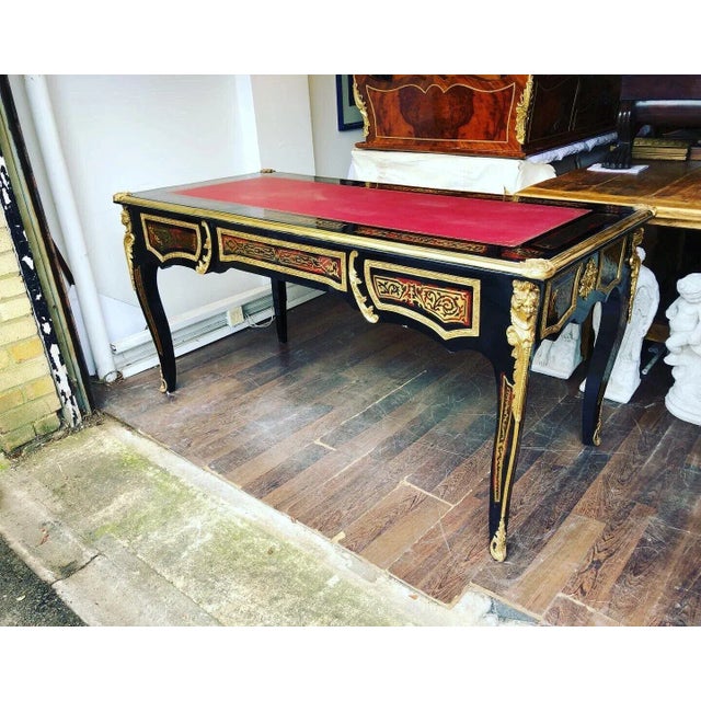 French Empire Boulle Desk with Brass Decoration For Sale - Image 13 of 14