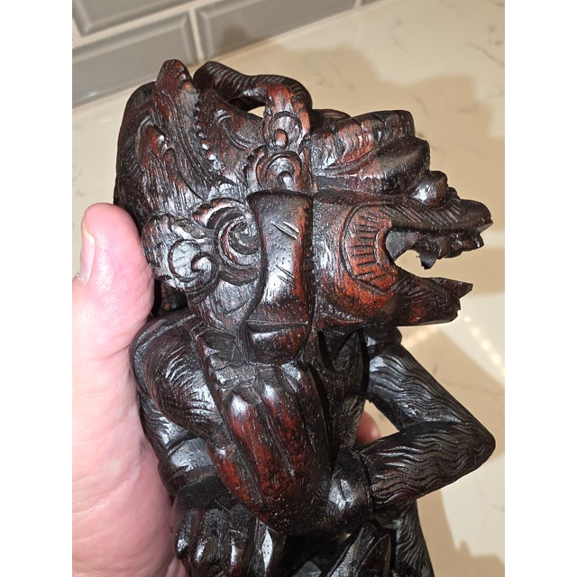 Mid-Century Balinese Macassar Ebony Garuda and Naga Combat Sculpture (Mas, Bali) For Sale - Image 9 of 12