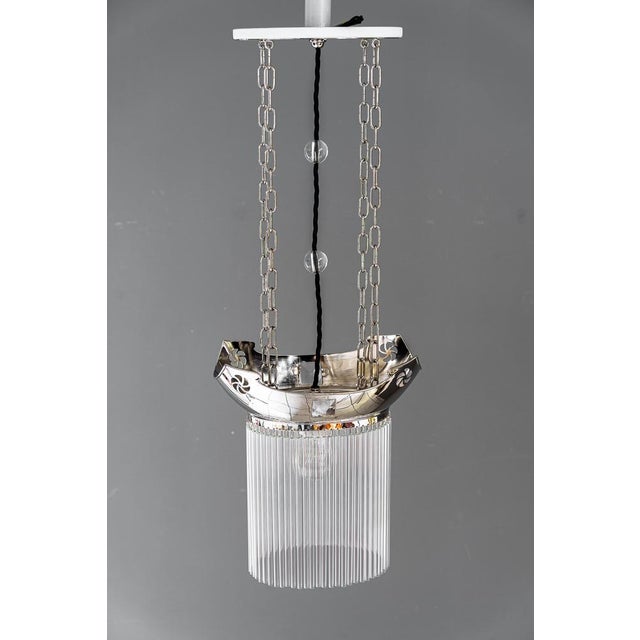 1920s Art Deco Nickel-Plated Pendants with Glass Sticks, 1920s, Set of 3 For Sale - Image 5 of 18