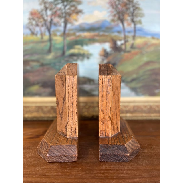 American Vintage Handcrafted Bookends With Faceted Beveled Design, Possibly 1980s American Studio Craft For Sale - Image 3 of 11