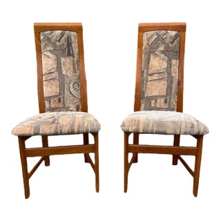 Pair of Mid Century Solid Teak Dining Side Chairs by Nordic Furniture For Sale