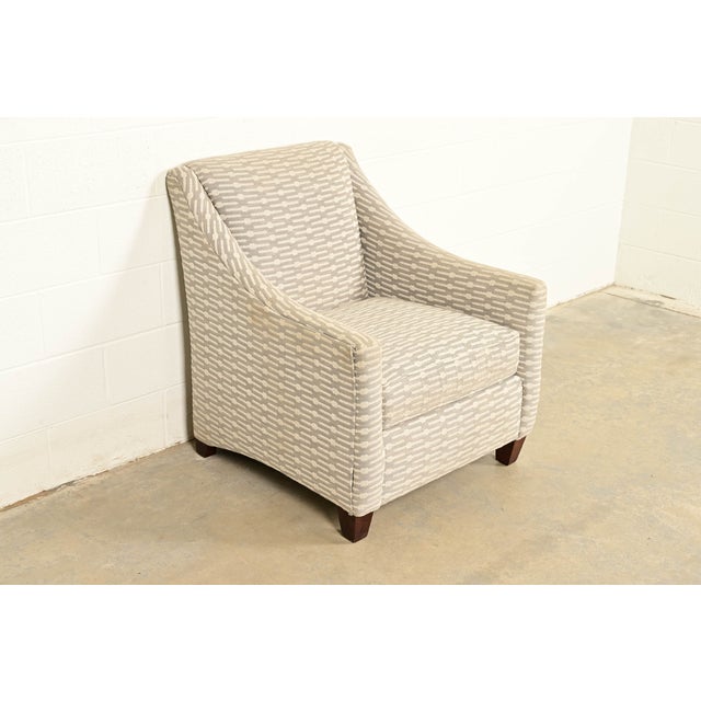 Bassett Furniture Baker Furniture Style Contemporary Upholstered Barrel Arm Lounge Chair For Sale - Image 4 of 14
