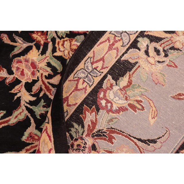 Textile Art Nouveau 1990's Floral Pak-Persian Black/Taupe Wool Rug - 6'0'' X 9'0'' For Sale - Image 7 of 9