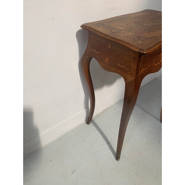 Napoleon III Style Walnut Marquetry Worktable, 20th Century For Sale - Image 3 of 11