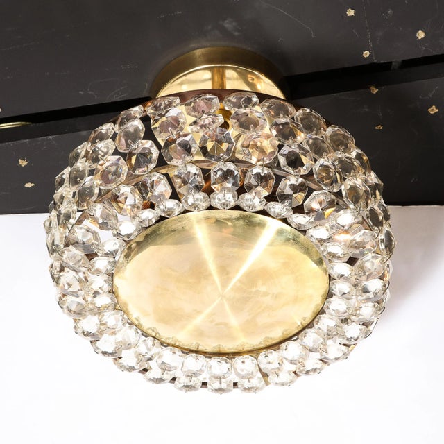 Mid-Century Modernist Crystal & Brushed Brass Chandelier by Bakalowits & Sohne For Sale - Image 10 of 11