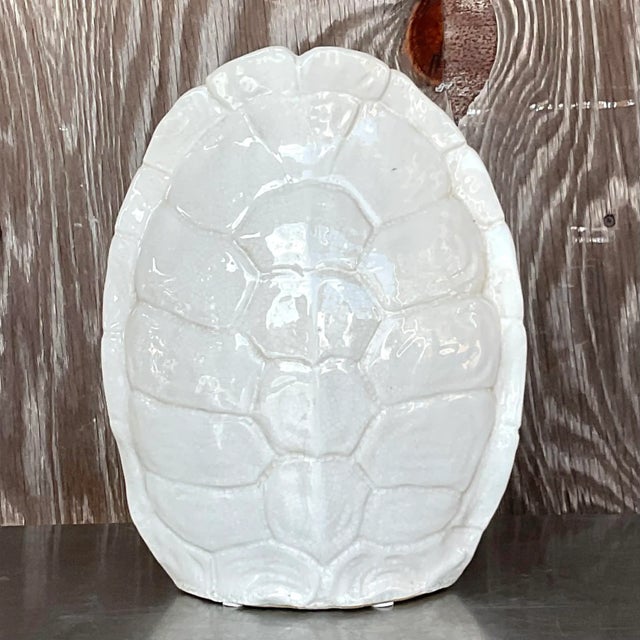 Vintage Boho Blazed Ceramic Turtle Shell Vase For Sale - Image 4 of 4