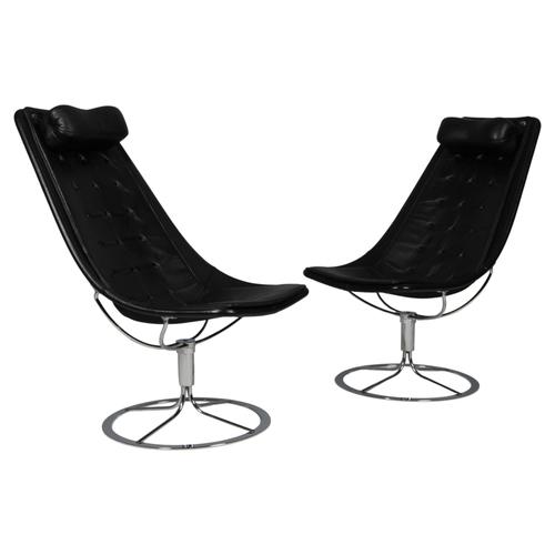 Metal Jetson Lounge Chairs with Black Leather by Bruno Mathsson, 2000s, Set of 2 For Sale - Image 7 of 7