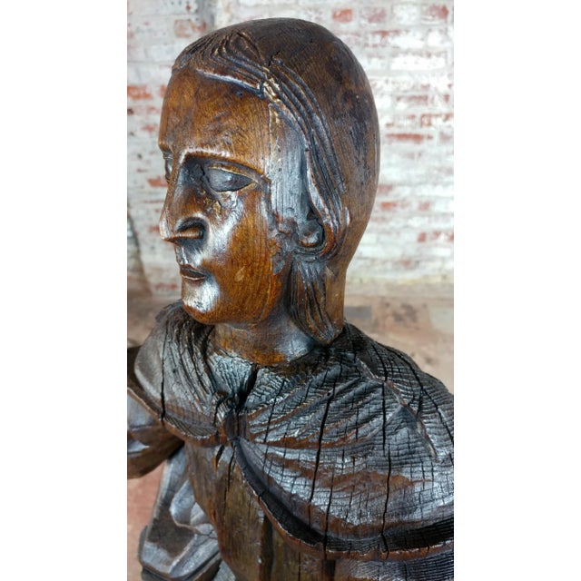 17th Century Antique French Carved Oak Santo Figure For Sale - Image 4 of 12