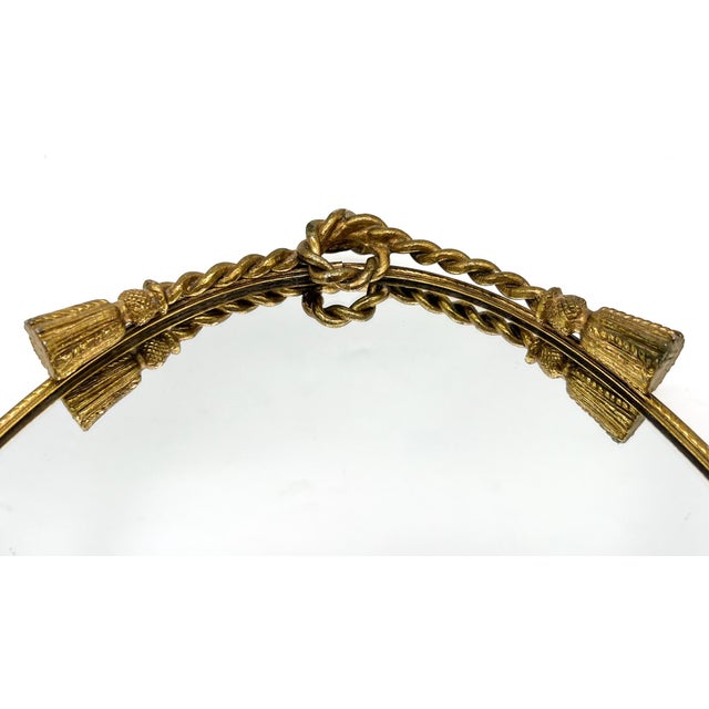 Vintage Hollywood Regency Gold Rope Tassel Oval Mirrored Vanity Tray - Hollywood Regency, French Provincial, Neoclassical For Sale - Image 9 of 10