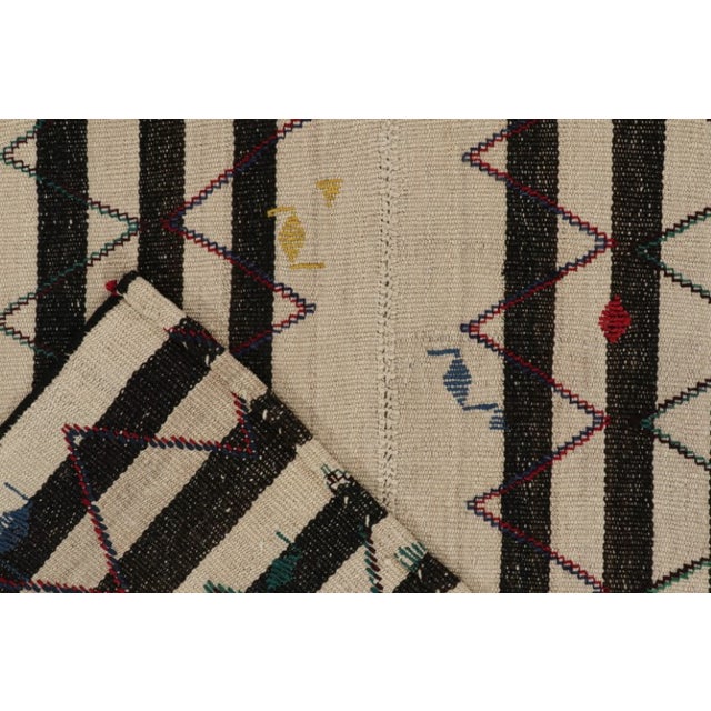 Textile 1950s Vintage Persian Kilim in Beige With Black Stripes, Panel Style by Rug & Kilim For Sale - Image 7 of 7