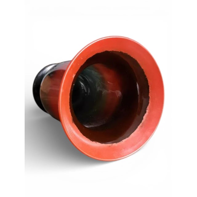 Art Deco vase by Saint Prex Glassworks, Switzerland, circa 1930s. Large red and black enameled blown glass vase. In good...