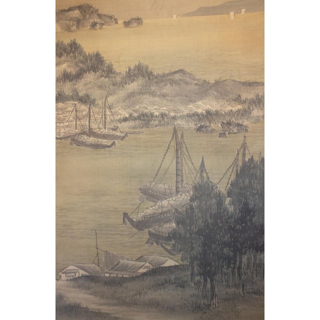 XL "Seascape" by Matsunami Tōsui, Taisho Era Japanese Monochrome Scroll Painting For Sale - Image 4 of 18