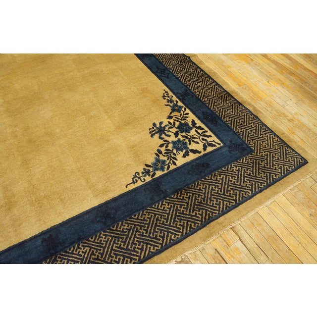 1900s Beige Field Open Field Medallion Classic Deco Antique Chinese Peking Rug For Sale - Image 12 of 12