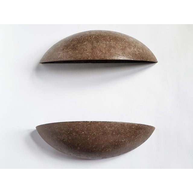 Contemporary Postmodern Half-Moon Concrete Wall-Lights, 1980s, Set of 2 For Sale - Image 3 of 15