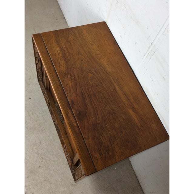 Mid Century Modern Two Drawer Nightstand With Unique Brass Hardware For Sale In Philadelphia - Image 6 of 16