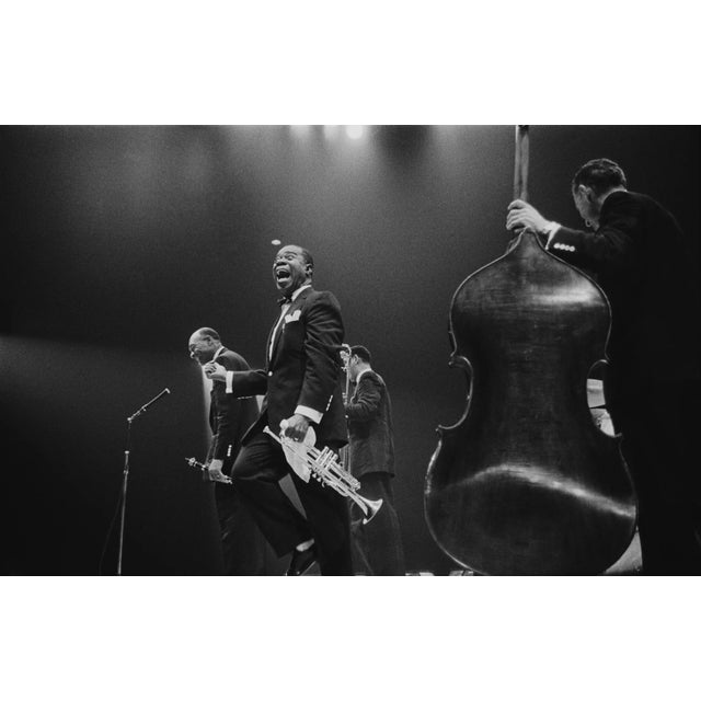 Louis Armstrong on Stage' Contemporary Archival Black and White Photograph Print From the Original Negative by Haywood Magee - 16x12 For Sale - Image 4 of 4