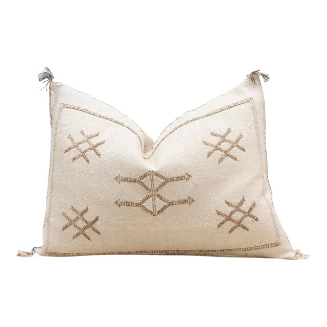 White Mirage Silk Rug Lumbar Pillow For Sale