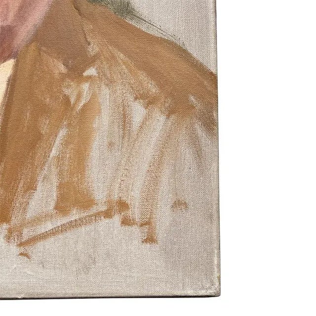 1960s Outsider Portrait Painting of a Man in Green on Canvas For Sale - Image 4 of 7