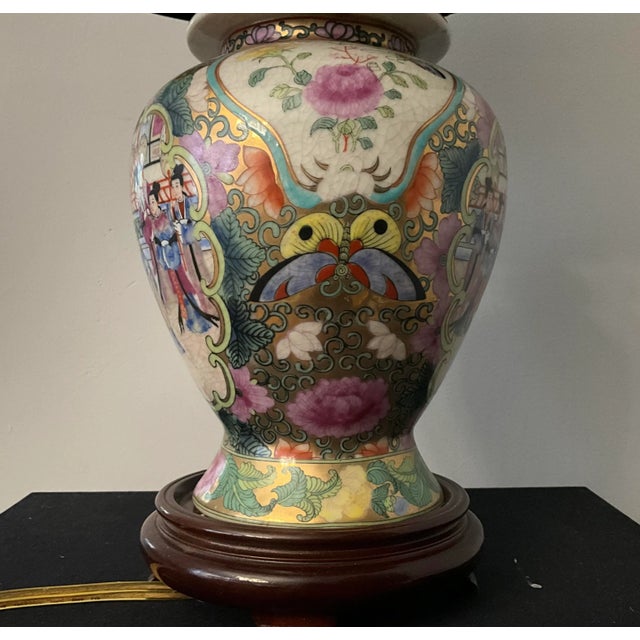 Rose Antique Famille Rose Medallion Table Lamp For Sale - Image 8 of 9