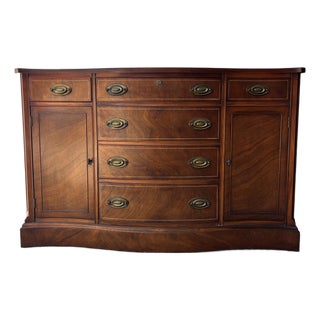 Traditional Bowfront Vintage Buffet, Server, or Bar Cabinet For Sale