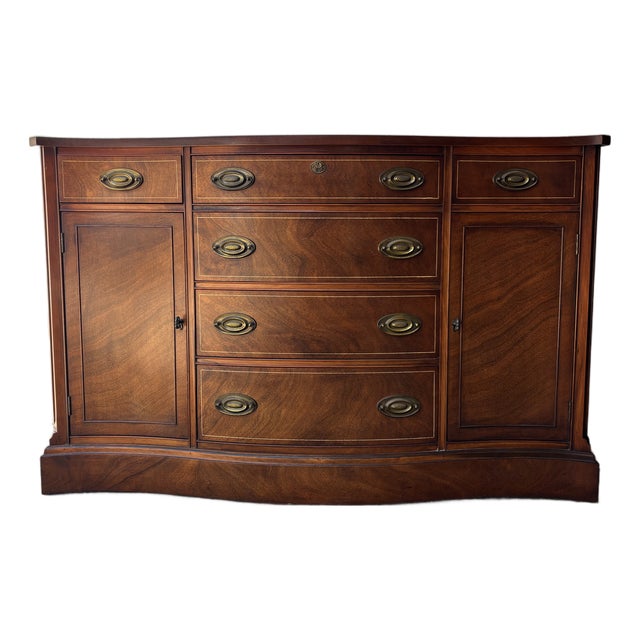 Traditional Bowfront Vintage Buffet, Server, or Bar Cabinet For Sale
