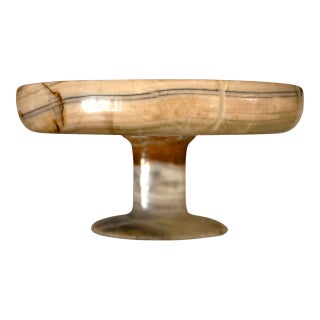 Vintage Banded Onyx Pedestal Compote or Central Bowl For Sale