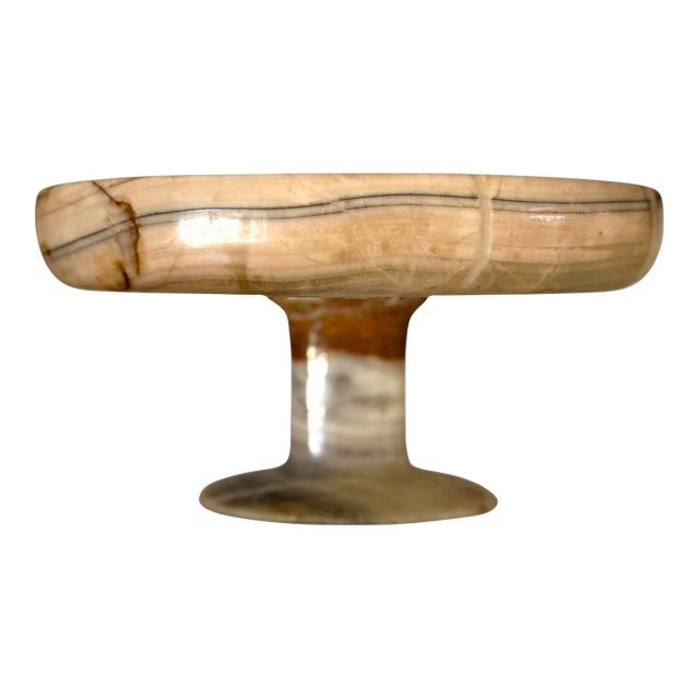 Vintage Banded Onyx Pedestal Compote or Central Bowl For Sale
