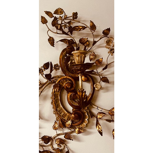Mid Century Modern Florentine Italian Gilt Tole Wall Candle Sconce For Sale In Reno/Lake Tahoe - Image 6 of 7