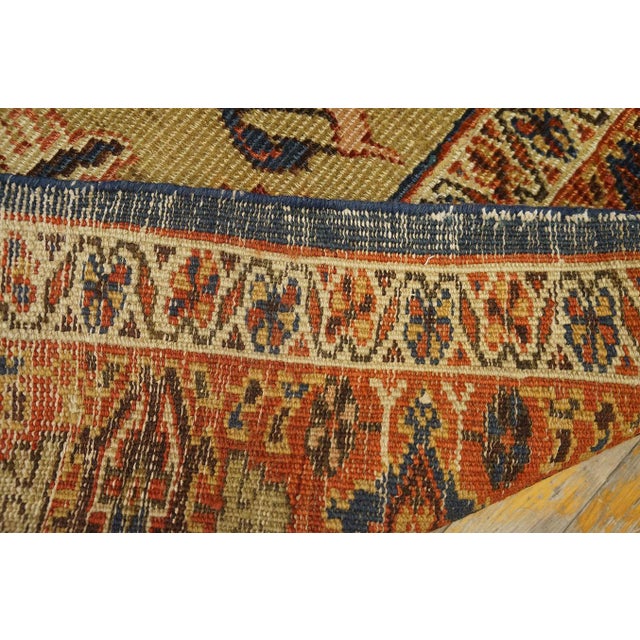 1880s Blue Navy - Camel Medallion Antique Persian Sultanabad Rug 4'5" X 6'9" Handknotted Wool Carpet For Sale - Image 16 of 18