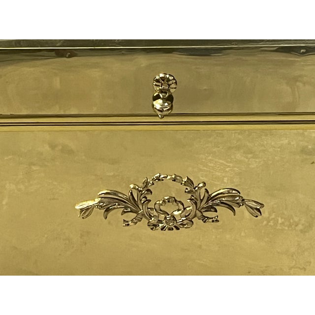 Vintage Hollywood Regency Style Brass Cedar Chest With Tray For Sale - Image 10 of 17