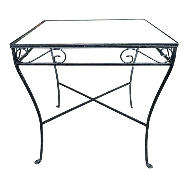 Early 21st Century Salterini Outdoor Patio Iron and Glass Square Dining Table, Attributed For Sale