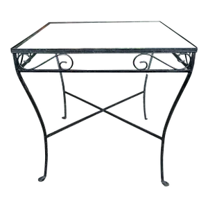 Early 21st Century Salterini Outdoor Patio Iron and Glass Square Dining Table, Attributed
