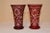 Art Deco Bohemian Flashcut Cranberry Glass Vases - a Pair For Sale - Image 3 of 9