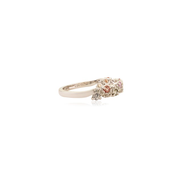 Rainbow Sapphire & Diamond Stackable Half Eternity Band Ring Size 5 in 14k White Gold For Sale In New York - Image 6 of 14
