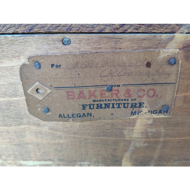 Brown Early 20th Century Baker & Co Vintage Secretary Desk Solid Tiger Oak With Bottom Drawer and Bottom Bookshelf For Sale - Image 8 of 12