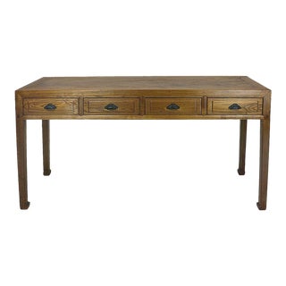 18th-19th Century Chinese Mellow Elmwood Four Drawer Console Table Writing Table For Sale