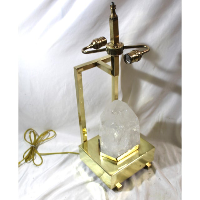 Gold Mid-Century/Modern Rock Crystal Lamp Hi-polished Brass . LED base For Sale - Image 8 of 18