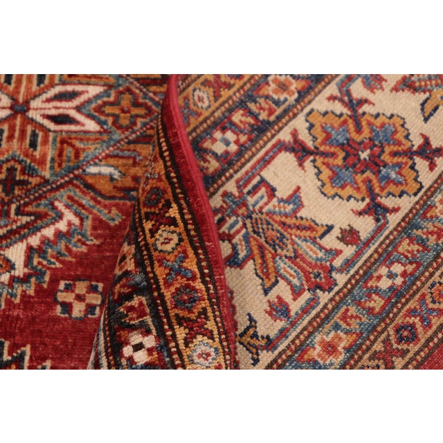 Textile Rustic Super Kazak Red/Beige Wool Rug- 5'1'' X 6'0'' For Sale - Image 7 of 10