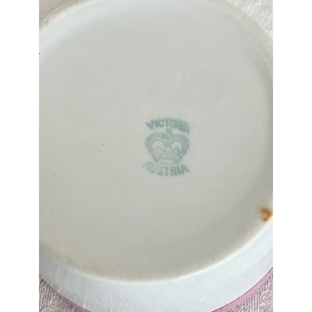 Antique Austrian Porcelain Set Manufactured by Porzellanfabrik.Victoria Schmidt & Co. Art Deco Pink & Gold Breakfast Set C. 1910 - 6 PCS Excellent. For Sale - Image 16 of 17