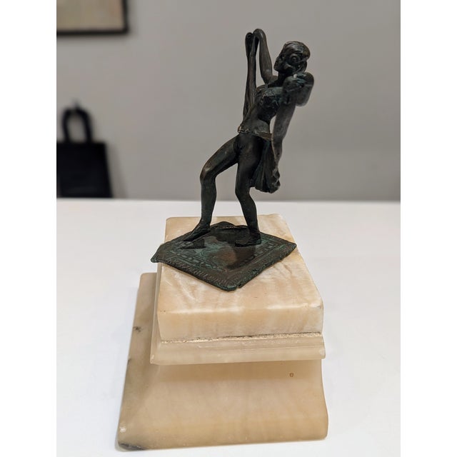 Metal Art Deco Bronze Dancer Figurine on Onyx Base For Sale - Image 7 of 7