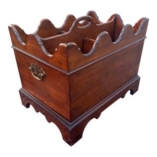 Vintage Georgian Style Chippendale Mahogany Cellerette Decanter Box For Sale