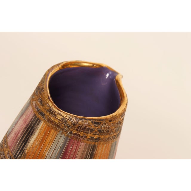 Vintage Italian Modernist Gilt Ceramic "Seta" Pitcher by Aldo Londi for Bitossi For Sale - Image 14 of 18