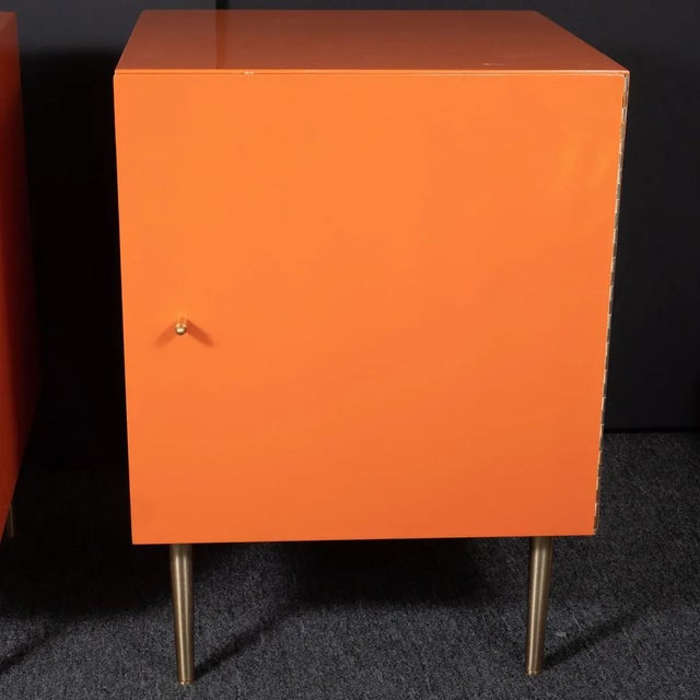 Wood Vintage Mid-Century Modern Cubic Orange Cabinets - a Pair For Sale - Image 7 of 12